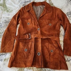 Vintage 70's Belted  Suede Leather Jacket